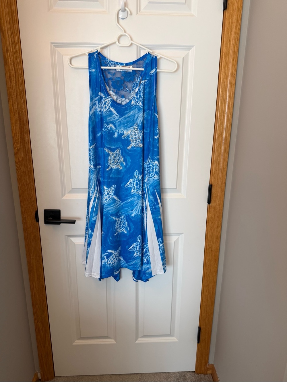 India Boutique Blue & White Turtle Print Sleeveless Dress